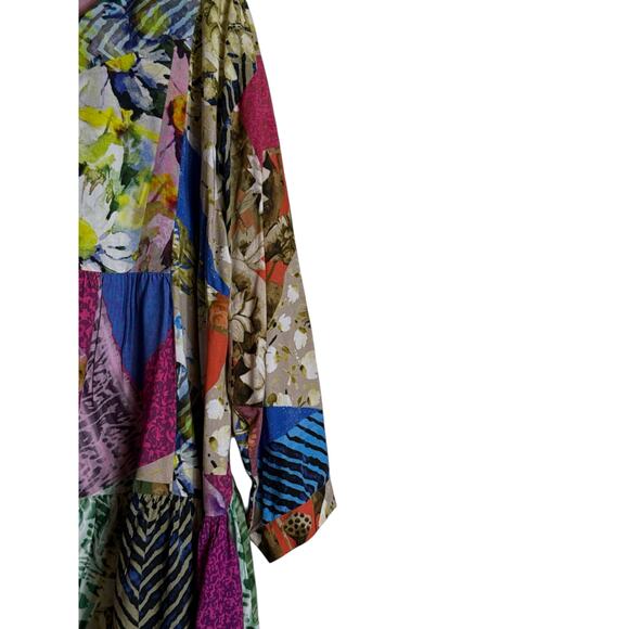 Conditions Apply Risa Patchwork Boho Blouse Tiered Button Front Women’s Size 3X - Picture 4 of 9